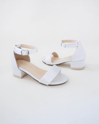 Satin Girls Block Heel Sandals with Ankle StrapKids Shoes