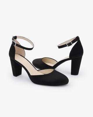 Satin Block Heel with Ankle StrapWomen Shoes