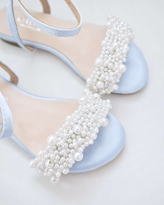 Girls Satin Evening Flat Sandal with Perla AppliqueKids Shoes