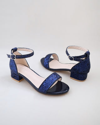 Rock Glitter Low Block Heel Girls SandalsKids Shoes