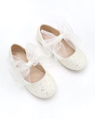 Rock Glitter Maryjane Flats with White Chiffon BowKids Shoes