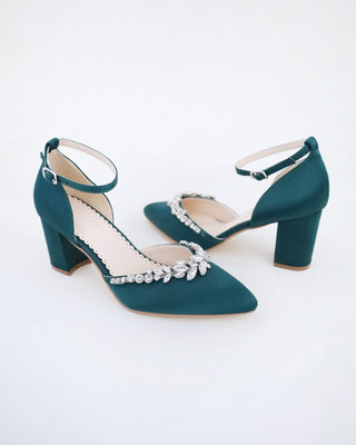 Marquise Rhinestone Block Heel Evening ShoesWomen Shoes