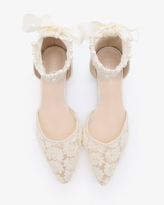 Crochet Lace Pointy Toe with Perla Ankle StrapWomen Shoes