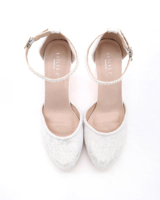 Lace Block Heel with Mini PearlsWomen Shoes
