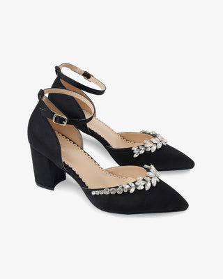 Marquise Rhinestone Block Heel Evening ShoesWomen Shoes