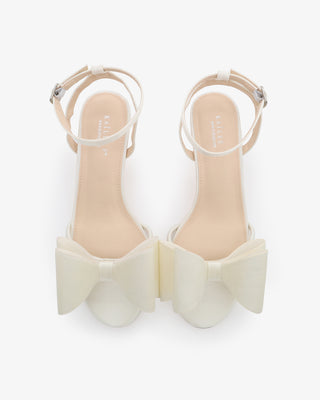 Satin Strappy Kitten Heel Sandals with Front Tuxie BowWomen Shoes