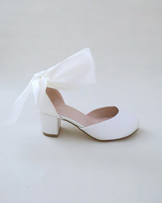 Girls Satin Block Heel with Wrapped Ankle TieKids Shoes