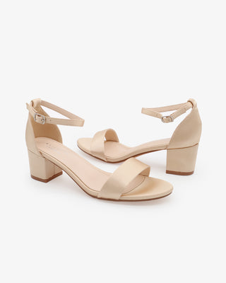 Satin Block Heel Sandals with Ankle StrapWomen Shoes