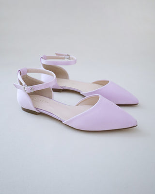 Satin Pointy Toe Flats with Ankle StrapWomen Shoes