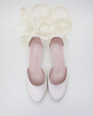 Round Toe Satin Low Block Heel with Ballerina Lace UpWomen Shoes