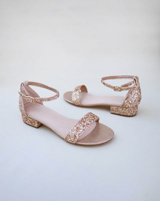 Rock Glitter Low Block Heel Wedding SandalsWomen Shoes