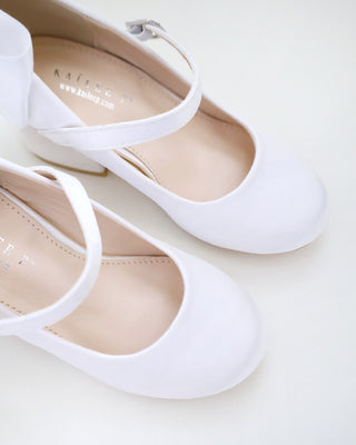 Girls Satin Mary Jane Block Heel with Back Satin BowKids Shoes