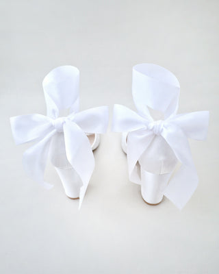 Satin Block Heel Wedding Sandals with Wrapped Ribbon TieWomen Shoes