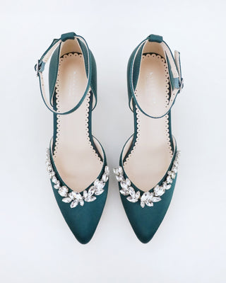 Marquise Rhinestone Block Heel Evening ShoesWomen Shoes