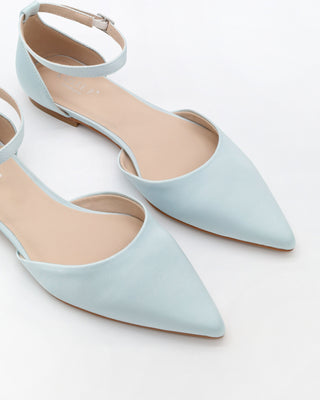 Satin Pointy Toe Flats with Ankle StrapWomen Shoes