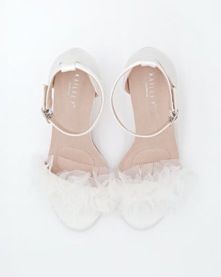 Satin High Heel Wedding Sandals with Ophelia Ruffles OrganzaWomen Shoes