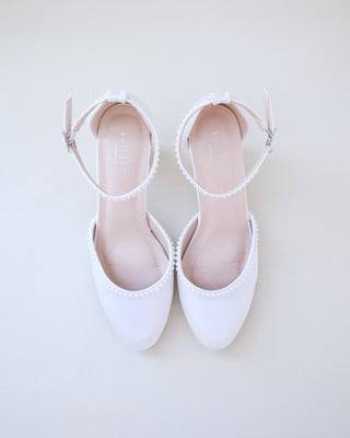 Satin Block Heel with Mini PearlsWomen Shoes