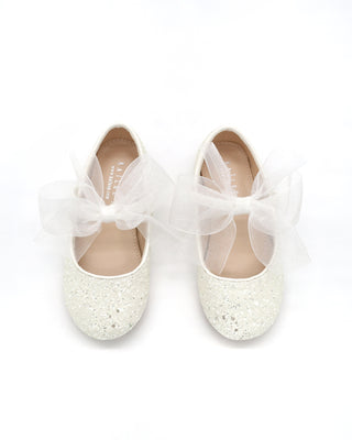 Rock Glitter Maryjane Flats with White Chiffon BowKids Shoes