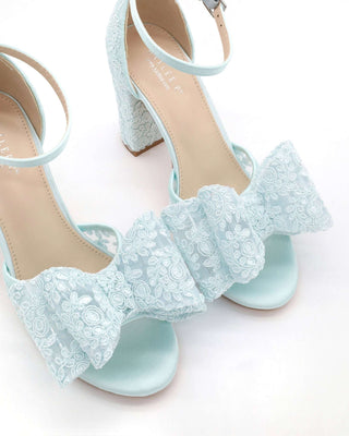 Crochet Lace Block Heel Sandals with Oversized Crochet Lace BowWomen Shoes