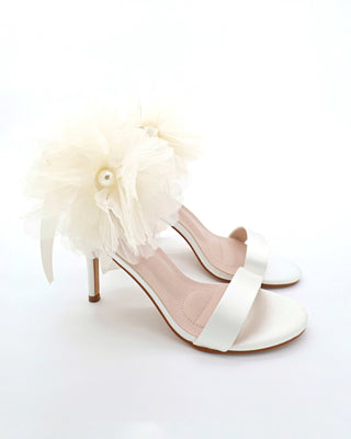 Satin High Heel Wedding Sandals with Ophelia FlowersWomen Shoes