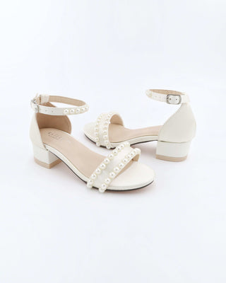 Girls Satin Block Heel Sandals with PearlsWomen Shoes