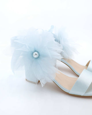 Satin Block Heel Wedding Sandals with Ophelia FlowersWomen Shoes