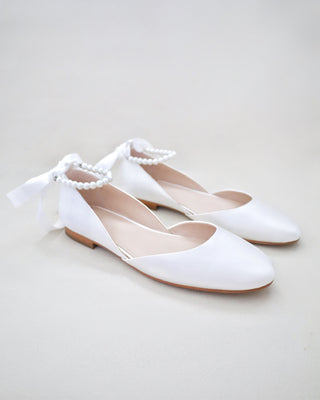 Bridal Round Toe Flat with All Pearls Ankle StrapWomen Shoes