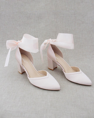 Ankle Wrap Tie Evening Block HeelsWomen Shoes