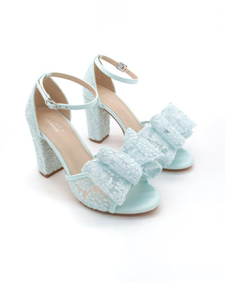 Crochet Lace Block Heel Sandals with Oversized Crochet Lace BowWomen Shoes