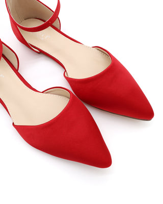 Satin Pointy Toe Flats with Ankle StrapWomen Shoes