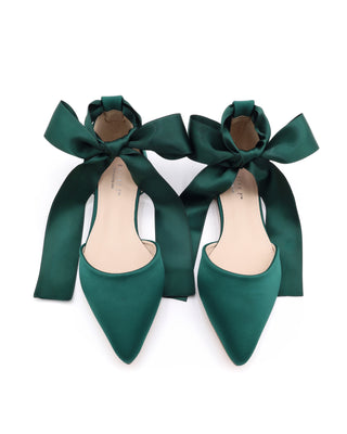 Satin Pointy Toe Flats with Satin Ankle Tie or Ballerina Lace UpWomen Shoes