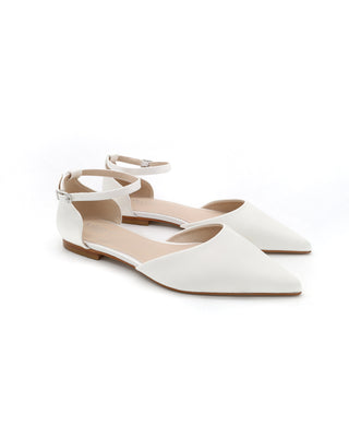 Satin Pointy Toe Flats with Ankle StrapWomen Shoes