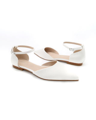 Satin Pointy Toe Flats with Ankle StrapWomen Shoes
