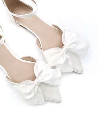 Satin Pointy Toe Flats with Front Satin BowWomen Shoes