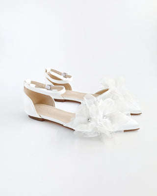 Satin Pointy Toe Wedding Flats with Ophelia FlowersWomen Shoes