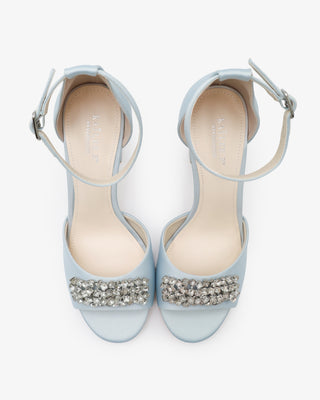 Satin Block Heel Wedding Sandals with Crystelle RhinestonesWomen Shoes