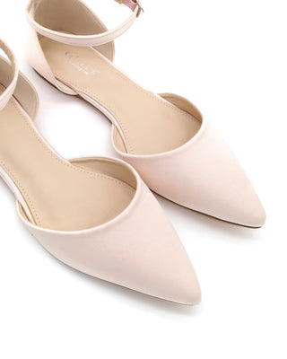 Satin Pointy Toe Flats with Ankle StrapWomen Shoes
