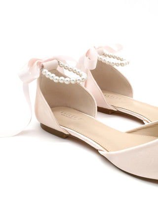 Satin Pointy Toe Flats with Satin Ankle Tie or Ballerina Lace UpWomen Shoes