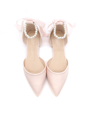 Satin Pointy Toe Flats with Satin Ankle Tie or Ballerina Lace UpWomen Shoes