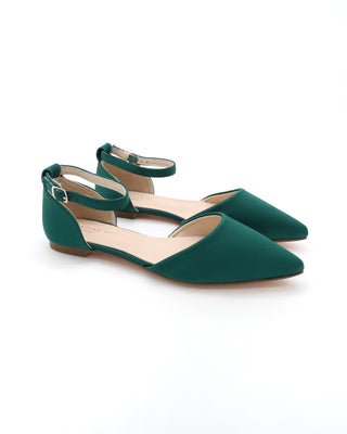 Satin Pointy Toe Flats with Ankle StrapWomen Shoes