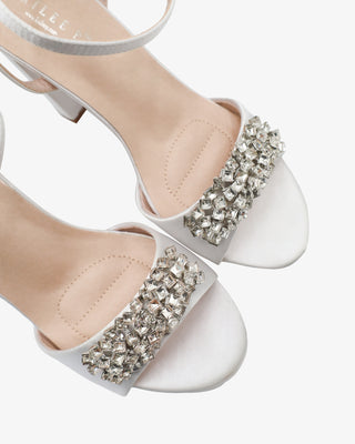 Satin Platform Block Heel Wedding Sandals with Crystelle RhinestonesWomen Shoes