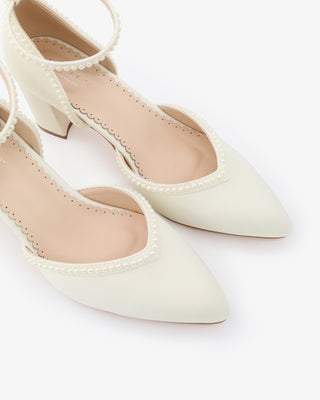 Block Heel with Mini Pearls Bridal ShoesWomen Shoes