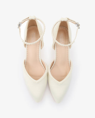 Block Heel with Mini Pearls Bridal ShoesWomen Shoes