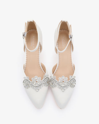 Block Heel with Rhinestones Detail for WeddingWomen Shoes