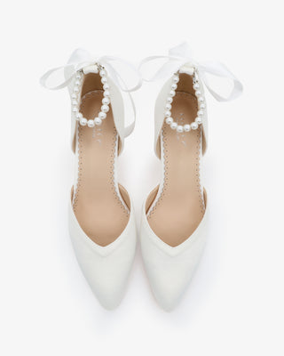 All Pearl Ankle Strap Block Heel Wedding ShoesWomen Shoes