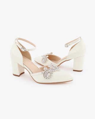 Block Heel with Rhinestones Detail for WeddingWomen Shoes