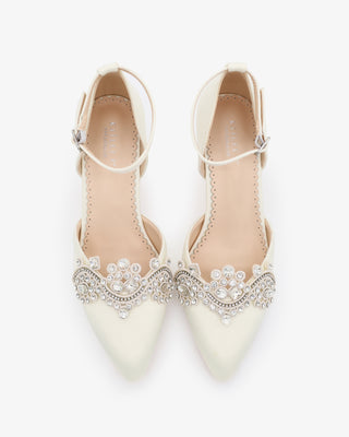 Block Heel with Rhinestones Detail for WeddingWomen Shoes
