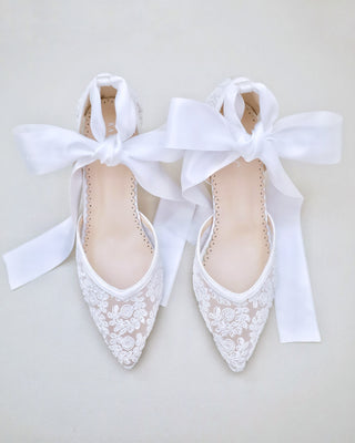 Lace Block Heel Ankle Tie Bridal ShoesWomen Shoes