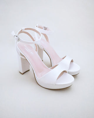 Satin Platform Block Heel Wedding SandalsWomen Shoes