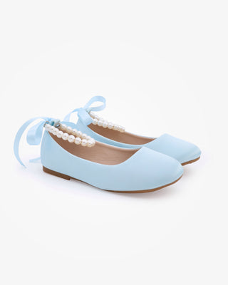 Satin Flats with All Pearls Ankle StrapKids Shoes
